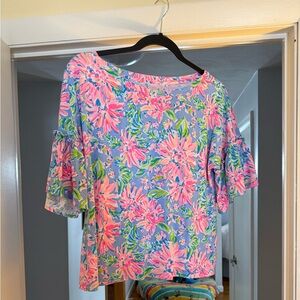 Lilly Pulitzer Pink and Blue Floral Blouse